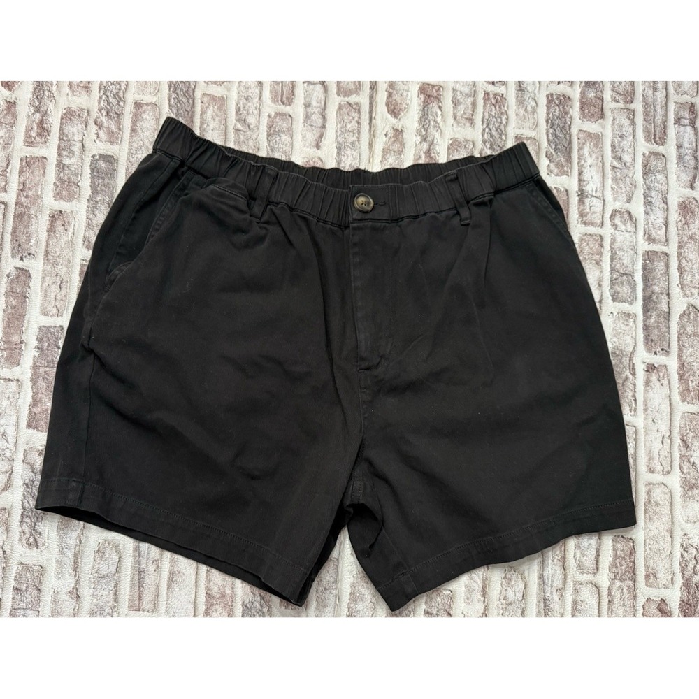 Cove USA Shorts Mens 34 Black Chino Elastic Waist 5 Inseam Stretch Preppy Basic